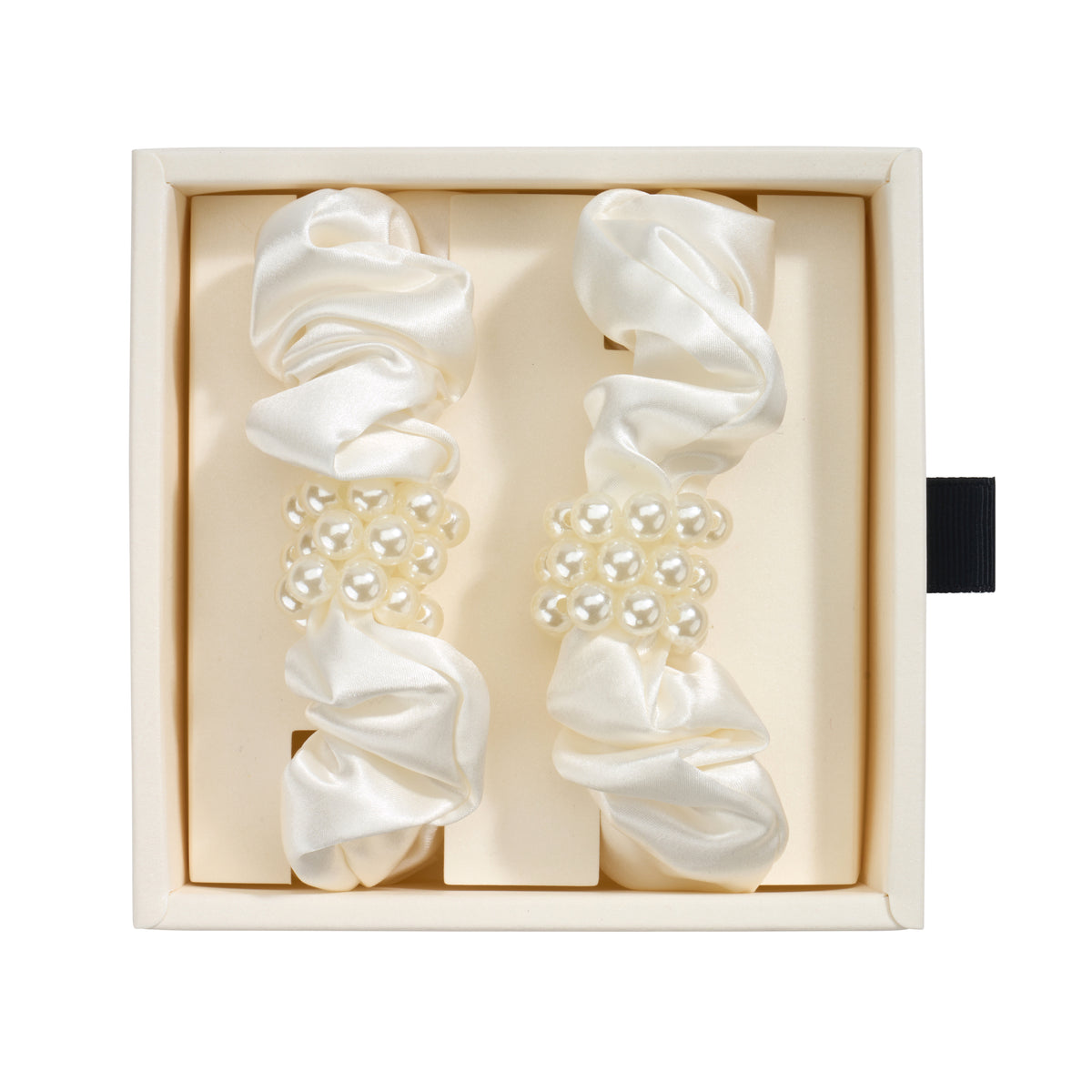 Blissy Mulberry Silk Blissy Petite Pearl Scrunchies – White
