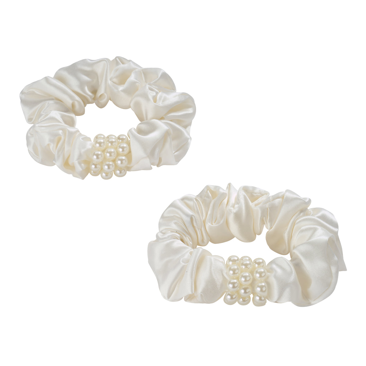 Blissy White Blissy Petite Pearl Scrunchies Lifestyle – Mulberry Silk