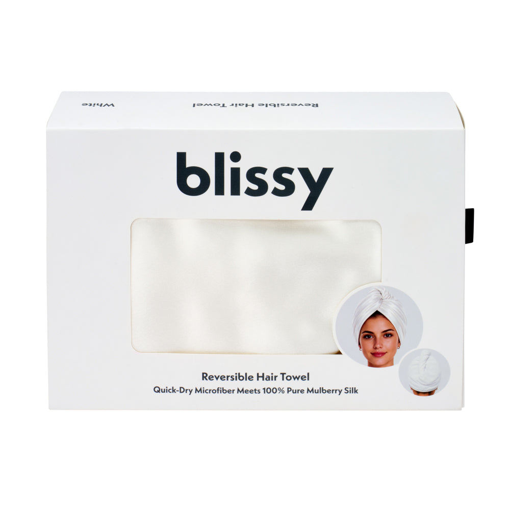 Blissy White Reversible Towel – 22 Momme Mulberry Silk, 100% Silk