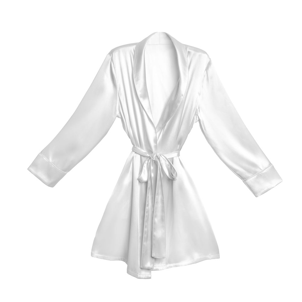 Blissy Signature Silk Robe - White
