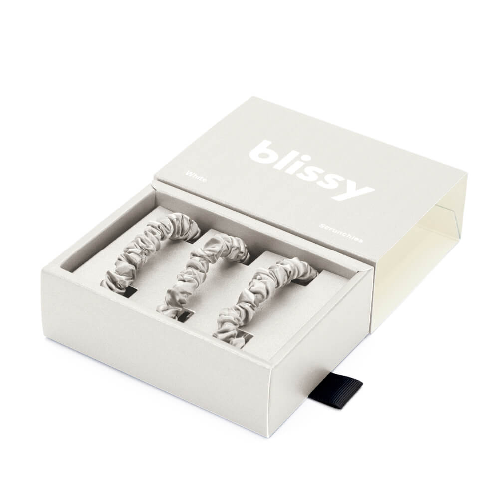 100% Mulberry Silk Hair Ties Blissy Silk Skinny Scrunchies (3-Pack) – Blissy Premium Silk