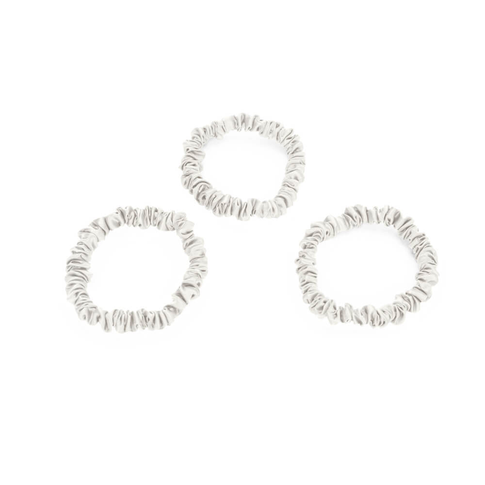 Blissy White Blissy Skinny Scrunchies Lifestyle – Mulberry Silk