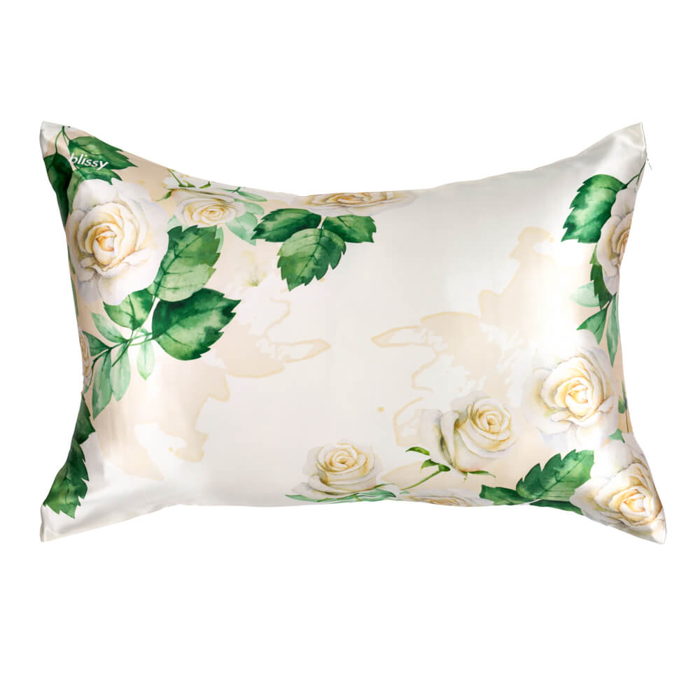 Blissy Zodiac Flower Silk Pillowcase Detail – King