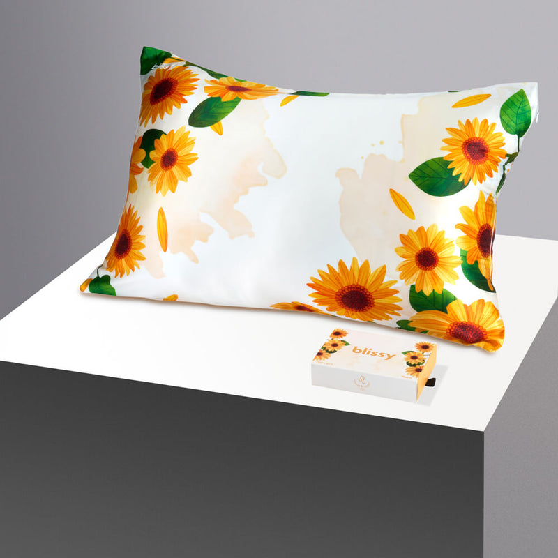 Pillowcase - Zodiac Flower - Leo Sunflower - King - Blissy King Zodiac Flower Pillowcase – 22 Momme Mulberry Silk, 100% Silk