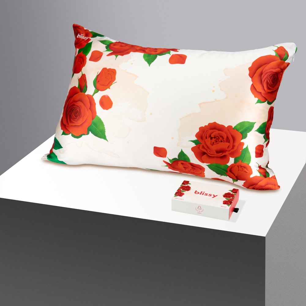 Blissy Queen Zodiac Flower Pillowcase – 22 Momme Mulberry Silk, 100% Silk