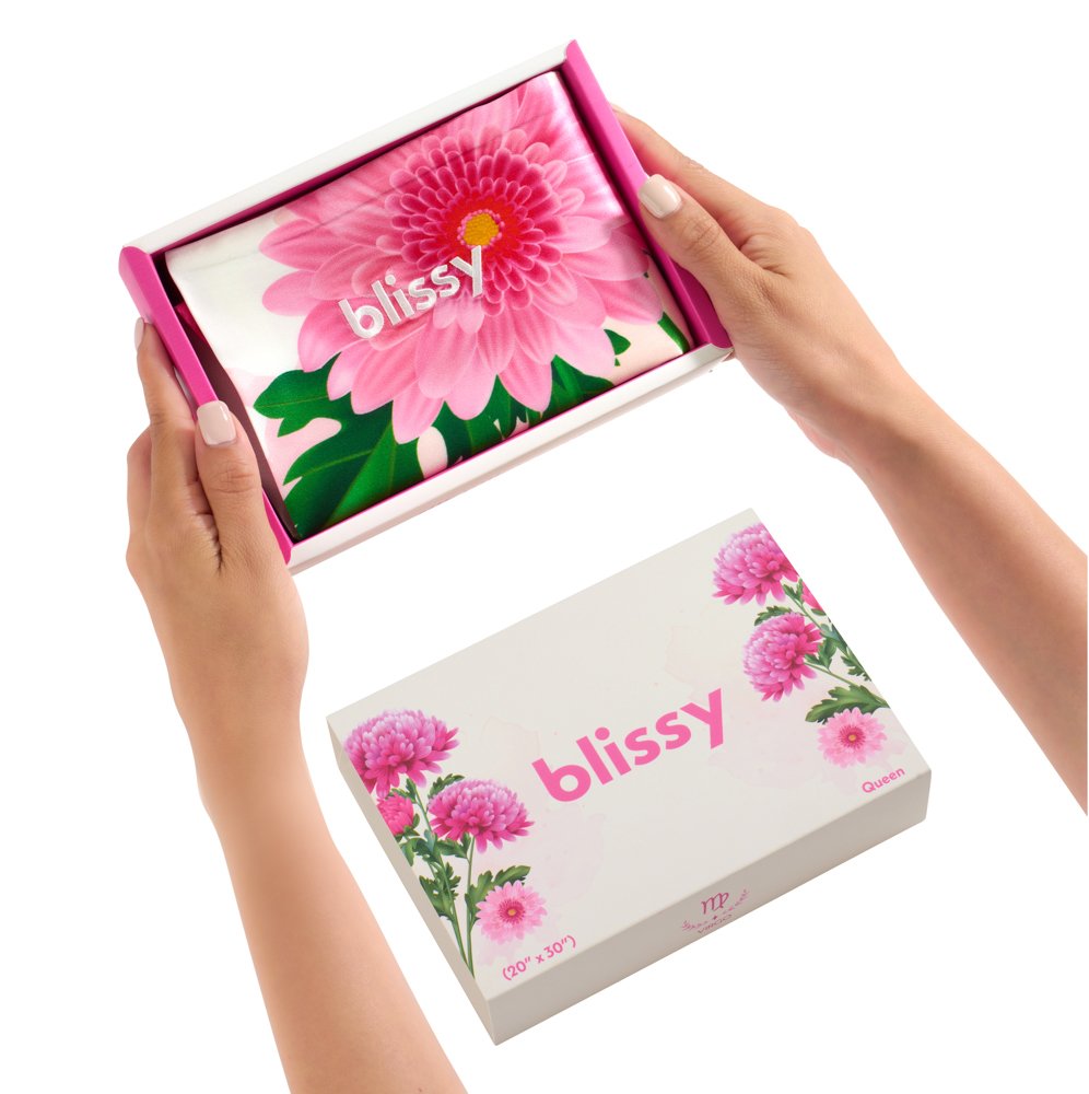 Blissy Zodiac Flower Silk Pillowcase Detail – King