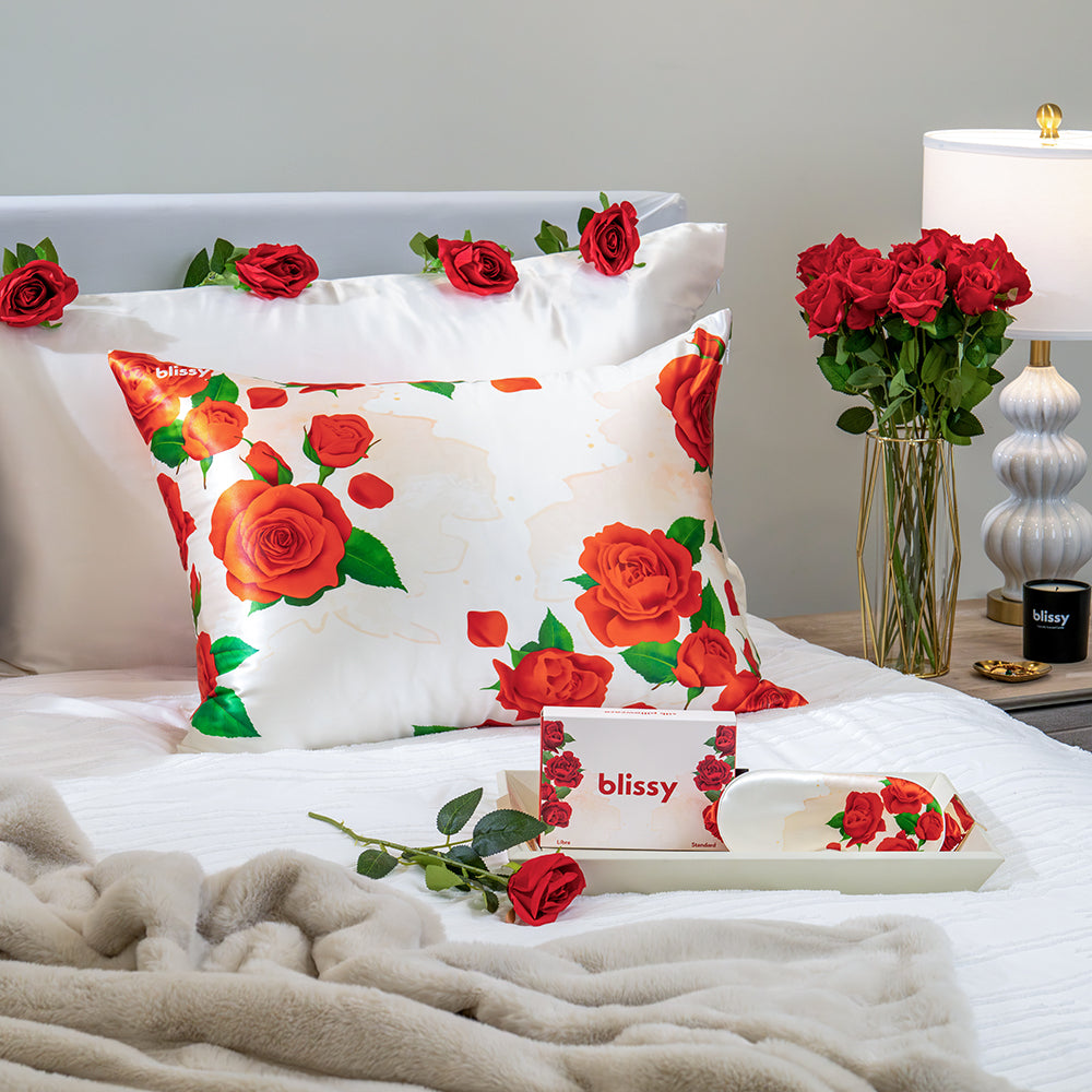 Blissy Zodiac Flower Silk Pillowcase Detail – King