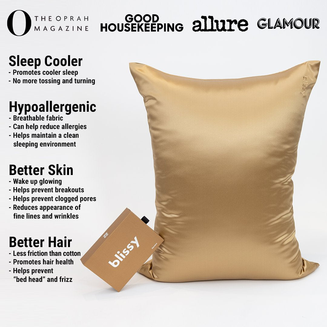 Gold Mulberry Silk Pillowcase – Blissy King