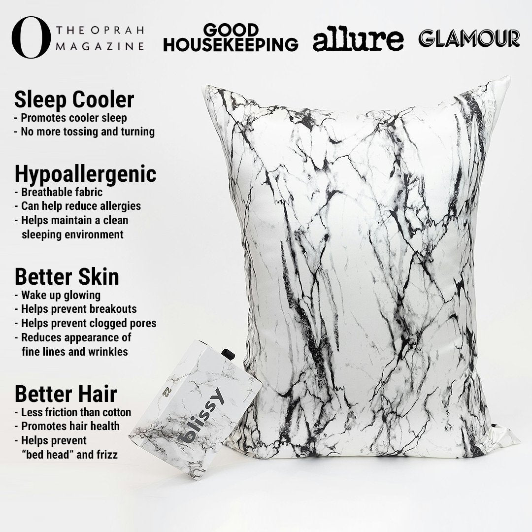 Light Marble Mulberry Silk Pillowcase – Blissy King