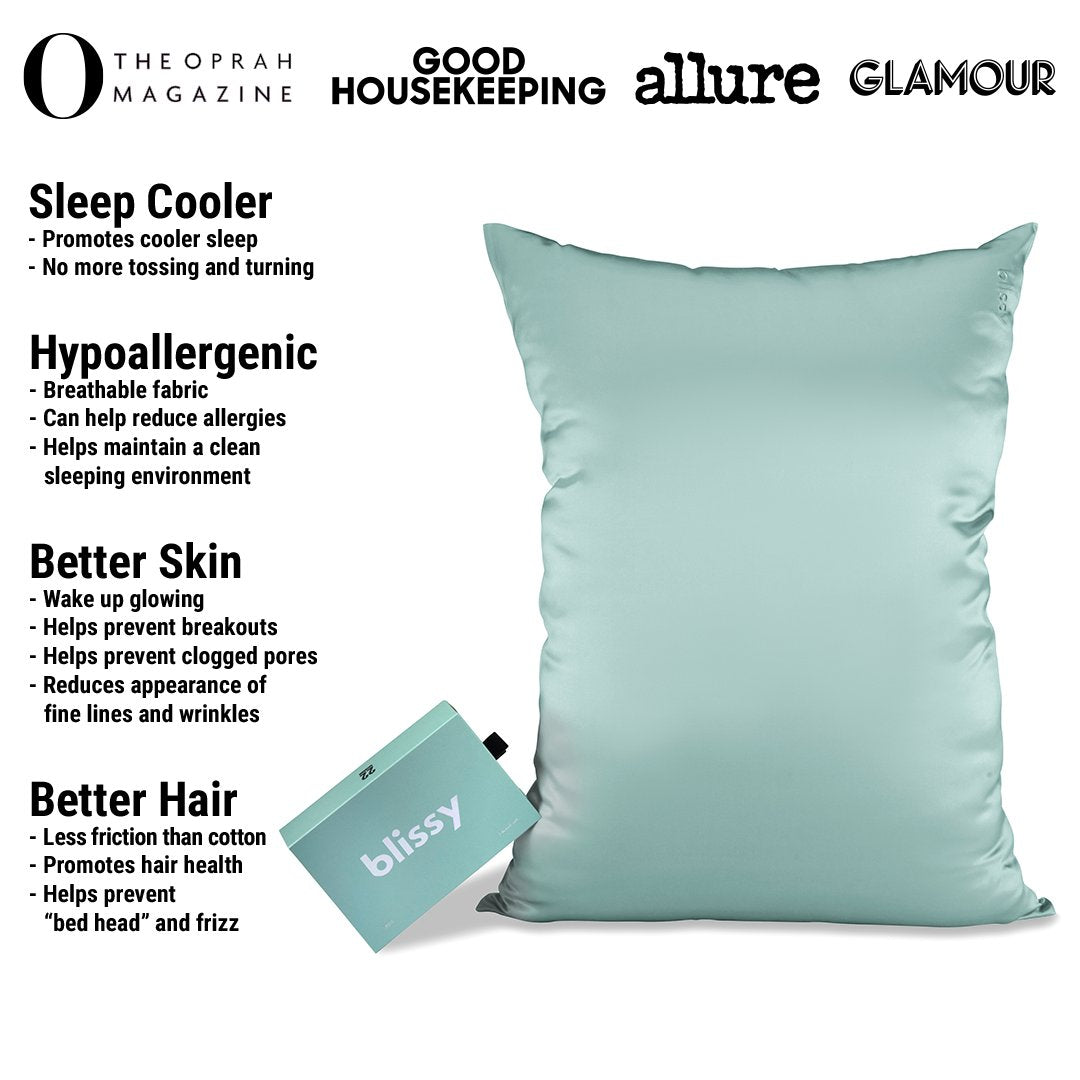 Mint Mulberry Silk Pillowcase – Blissy King