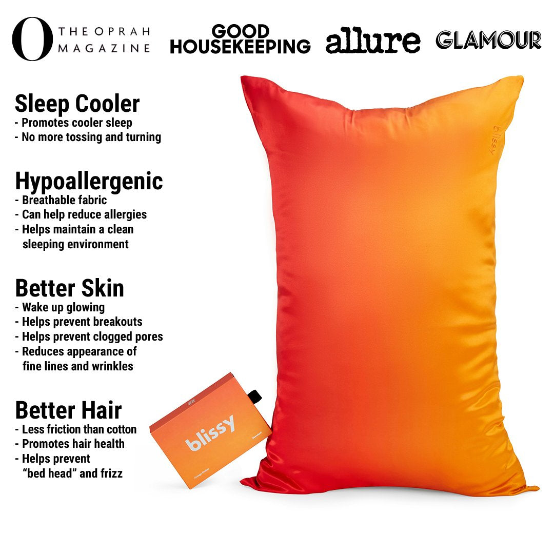 Orange Ombre Mulberry Silk Pillowcase – Blissy King