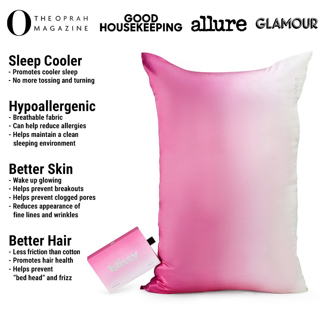 Pink Ombre Mulberry Silk Pillowcase – Blissy Standard