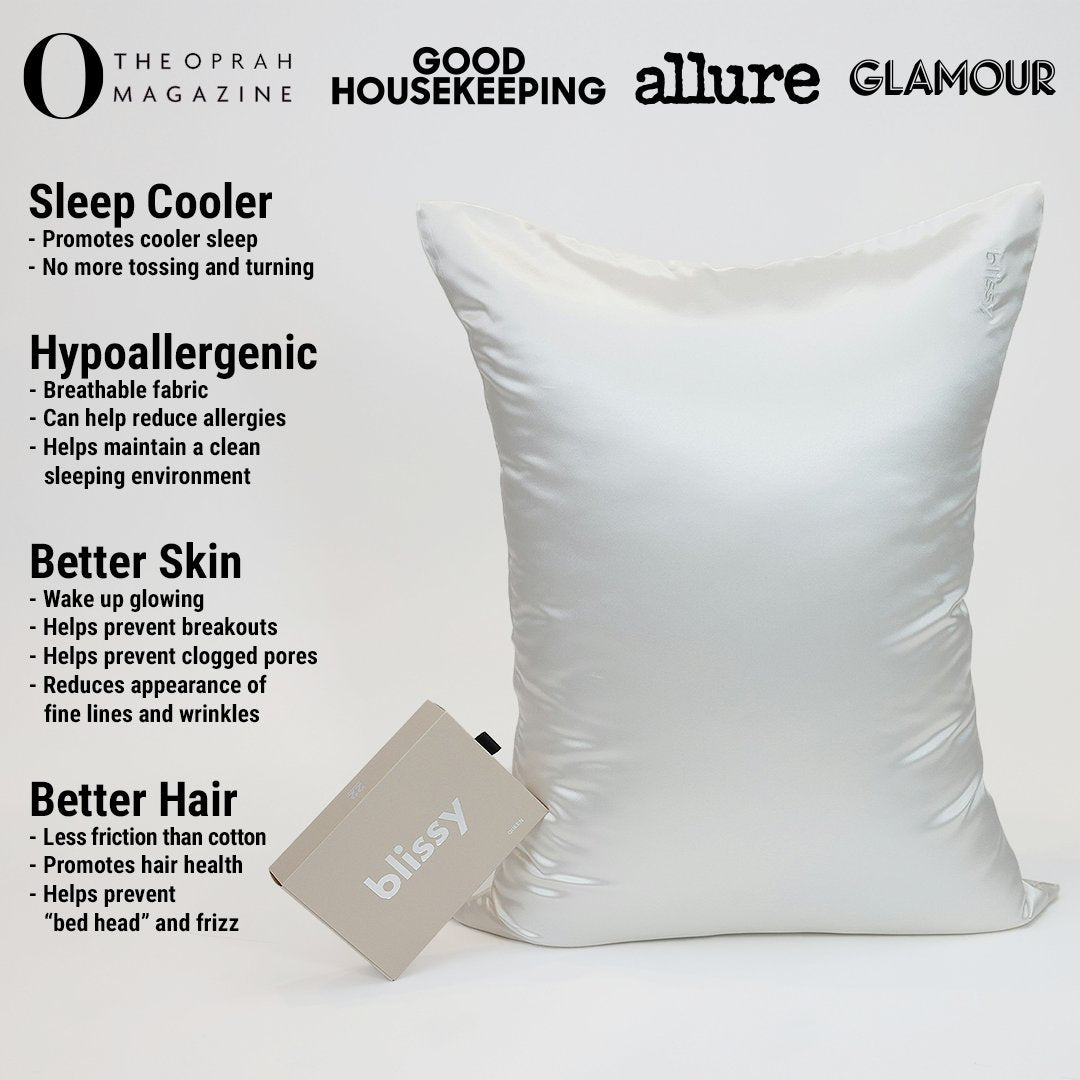 White Mulberry Silk Pillowcase – Blissy Queen