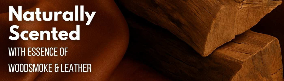 Naturally scented candle: Woodsmoke & Leather