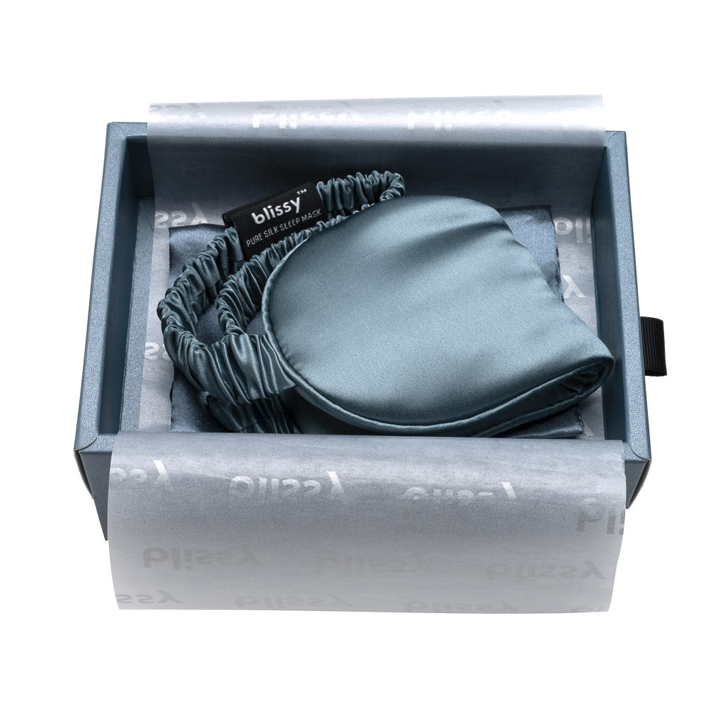Ash Blue Sleep Mask – Blissy Premium Silk