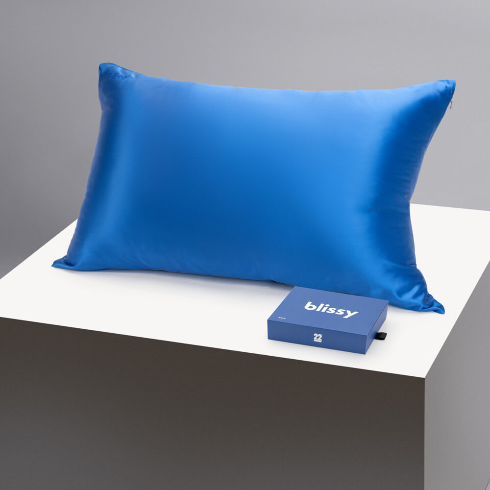 Blissy King Azure Pillowcase – 22 Momme Mulberry Silk, 100% Silk