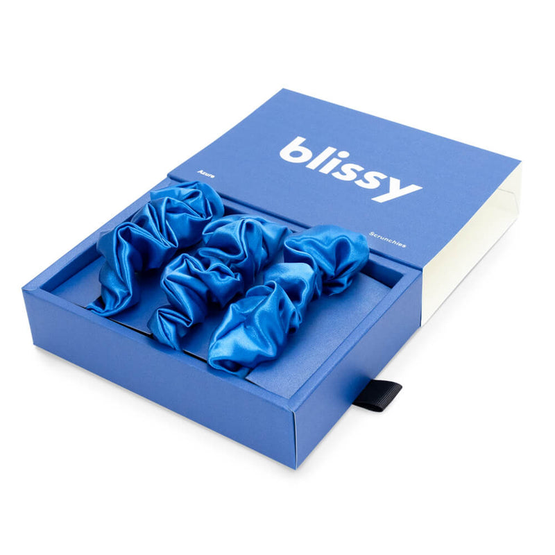 Blissy Scrunchies - Azure - Blissy Azure Blissy Scrunchies – 22 Momme Mulberry Silk, 100% Silk