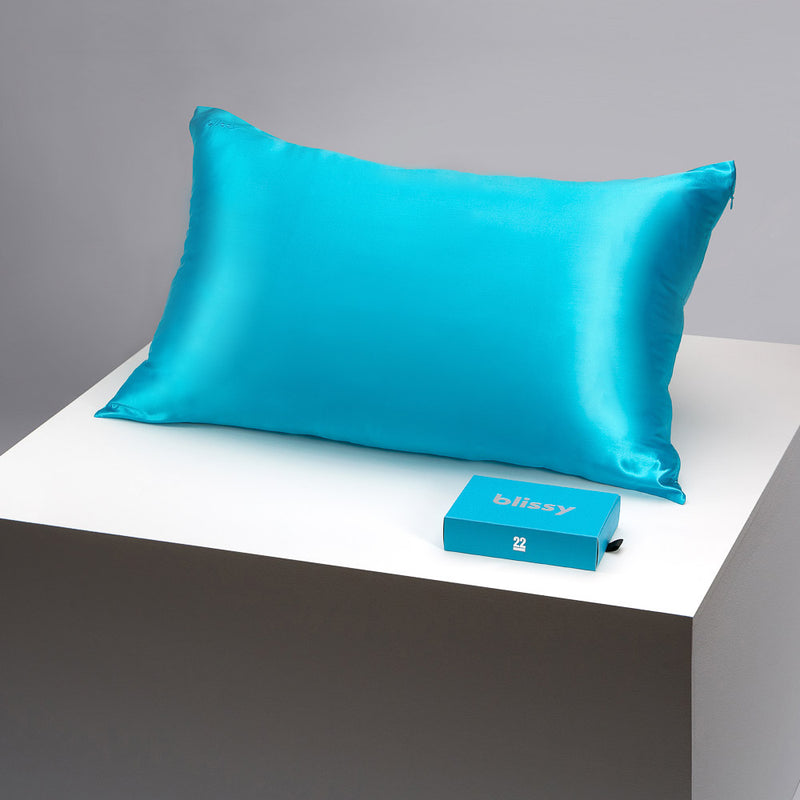 Pillowcase - Bahama Blue - King - Blissy King Bahama Blue Pillowcase – 22 Momme Mulberry Silk, 100% Silk
