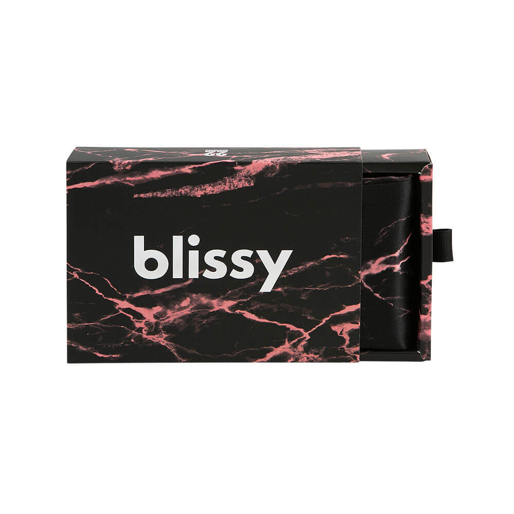 Blissy Standard Rose Black Marble Pillowcase Lifestyle – Mulberry Silk