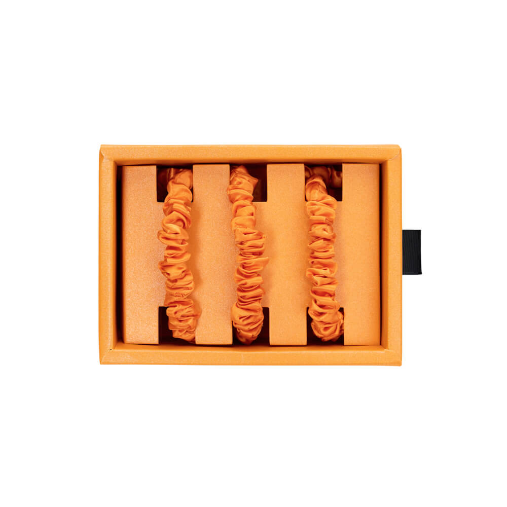 Blissy Coral Silk Blissy Skinny Scrunchies Detail –