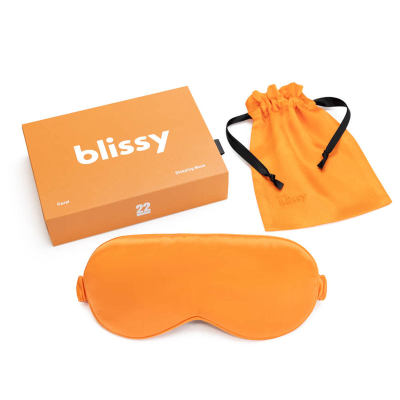 Sleep Mask - Coral - Blissy Coral Sleep Mask – 22 Momme Mulberry Silk, 100% Silk