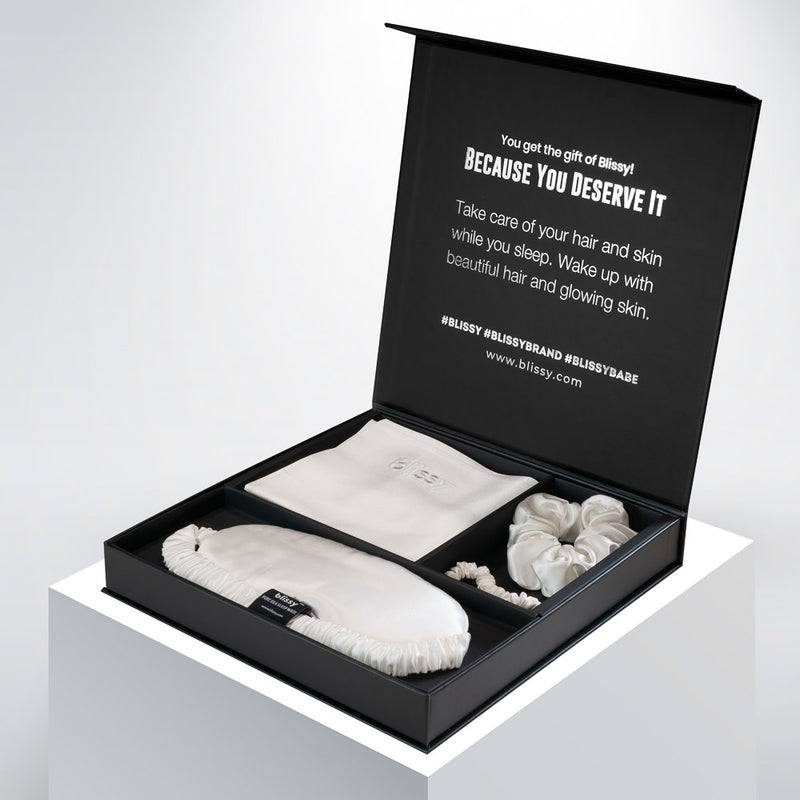 Blissy Dream Set - White - King - Blissy King White Blissy Dream Set – 22 Momme Mulberry Silk, 100% Silk