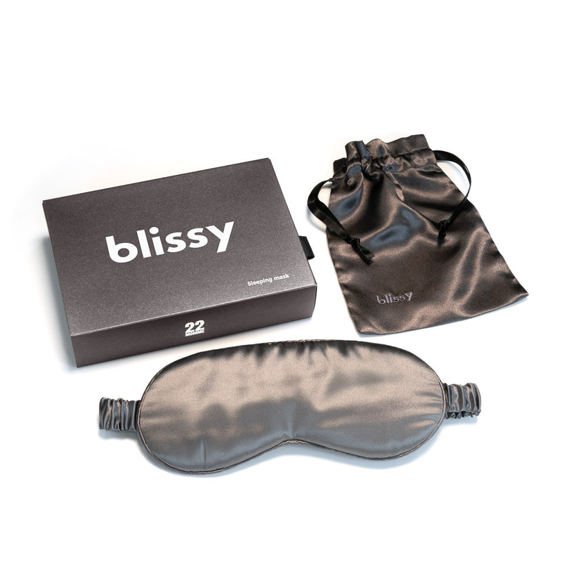 Sleep Mask - Grey - Blissy Grey Sleep Mask – 22 Momme Mulberry Silk, 100% Silk