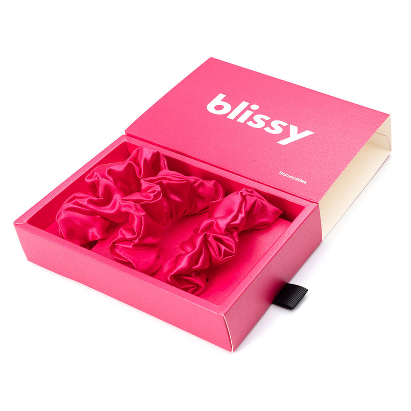 Blissy Scrunchies - Hibiscus - Blissy Hibiscus Blissy Scrunchies – 22 Momme Mulberry Silk, 100% Silk
