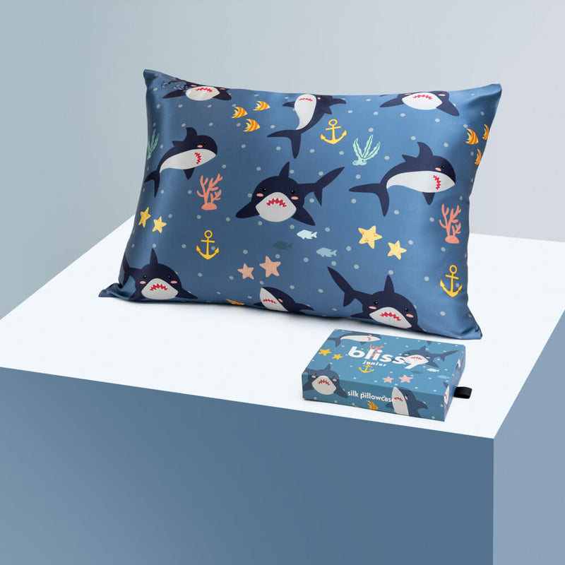 Pillowcase - Shark - Junior Standard - Blissy Shark Pillowcase – 22 Momme Mulberry Silk, 100% Silk