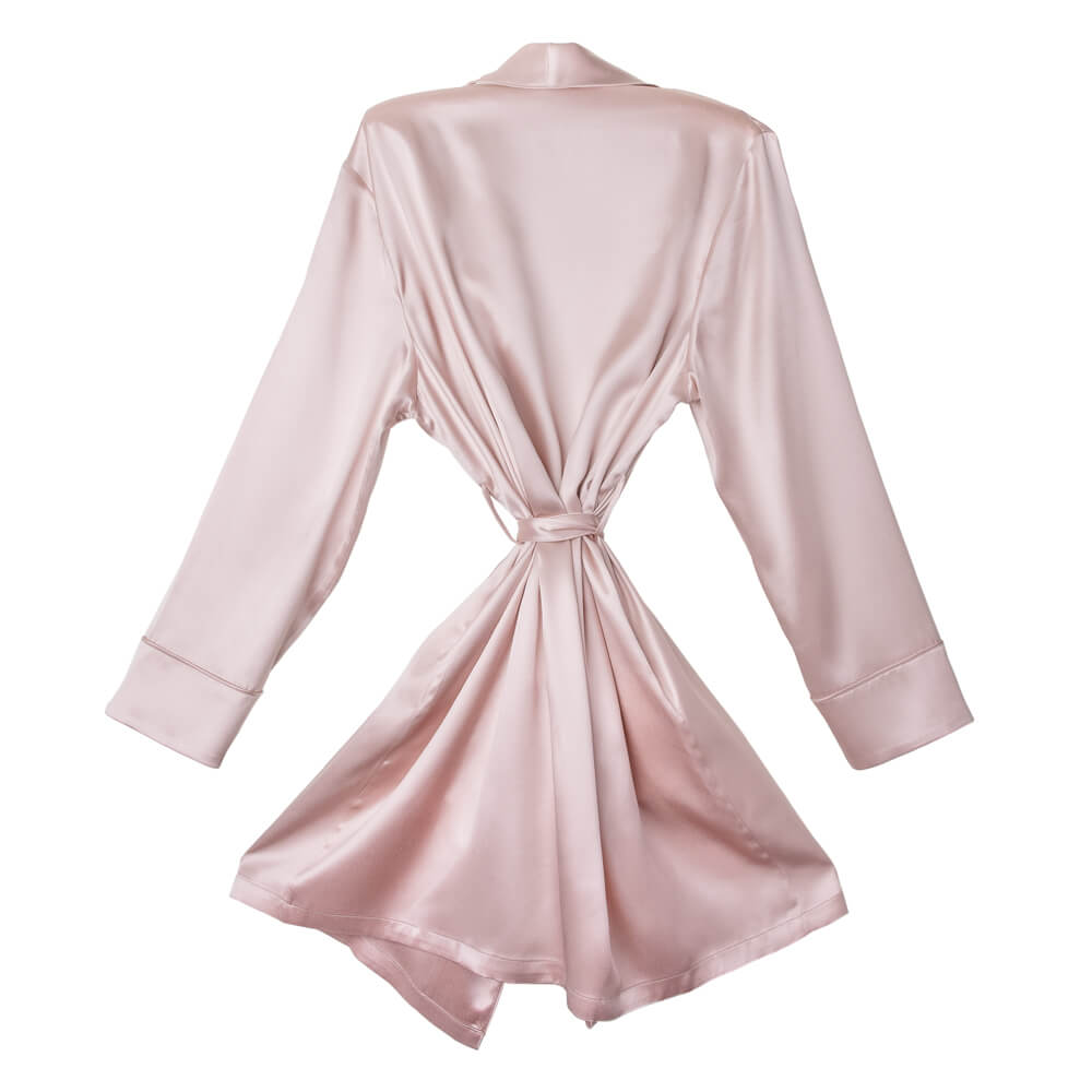 Pink Classic Robe Close-Up – Blissy 22 Momme Silk