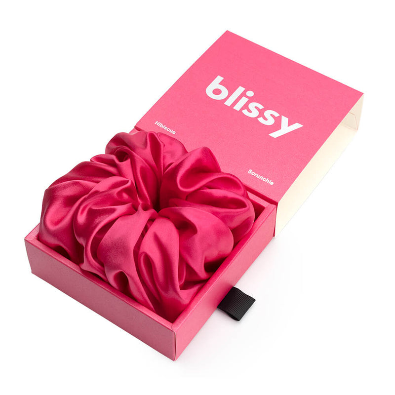 Blissy Oversized Scrunchie - Hibiscus - Blissy Hibiscus Blissy Oversized Scrunchie – 22 Momme Mulberry Silk, 100% Silk