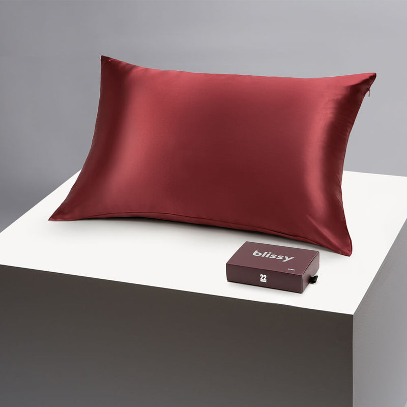 Pillowcase - Burgundy - King - Blissy King Burgundy Pillowcase – 22 Momme Mulberry Silk, 100% Silk