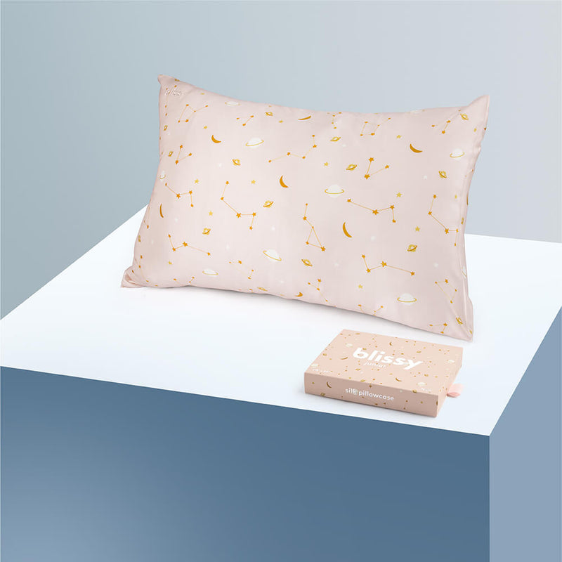 Pillowcase - Pink Galaxy - Junior Standard - Blissy Pink Galaxy Pillowcase – 22 Momme Mulberry Silk, 100% Silk
