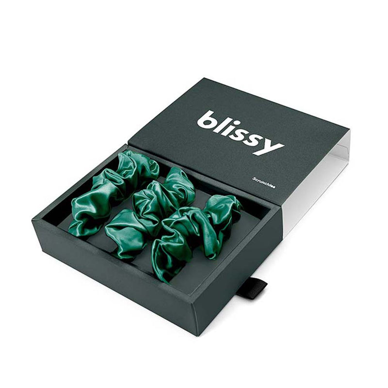 Blissy Scrunchies - Emerald - Blissy Emerald Blissy Scrunchies – 22 Momme Mulberry Silk, 100% Silk