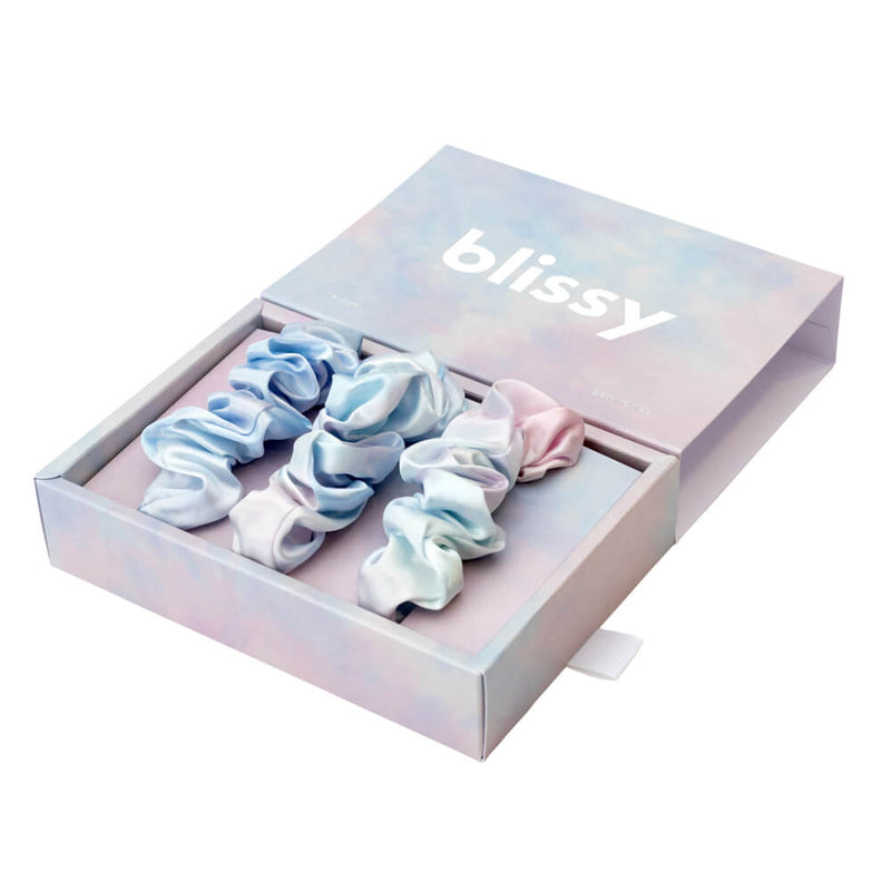 Blissy Scrunchies - Tie-Dye - 100% Mulberry Silk Hair Ties Blissy Silk Scrunchies (3-Pack) – Blissy Premium Silk