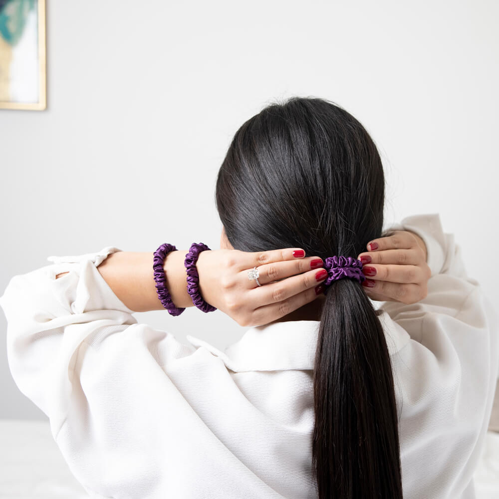 Royal Purple Mulberry Silk Blissy Skinny Scrunchies – Blissy