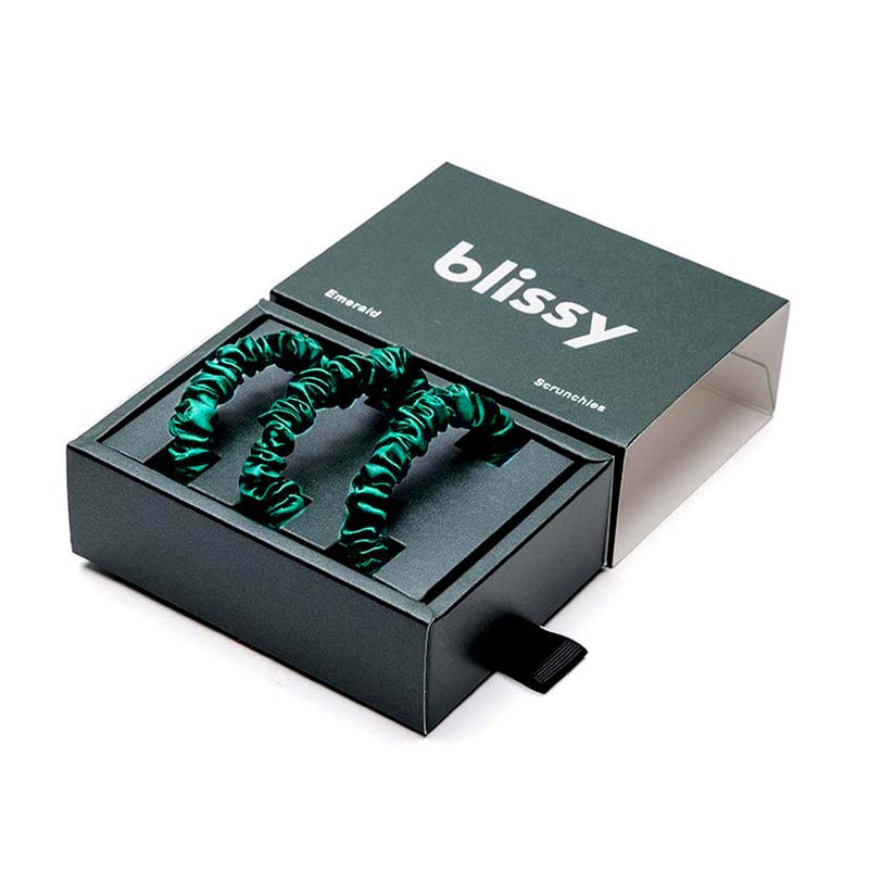 Blissy Skinny Scrunchies - Emerald - Blissy Emerald Blissy Skinny Scrunchies – 22 Momme Mulberry Silk, 100% Silk
