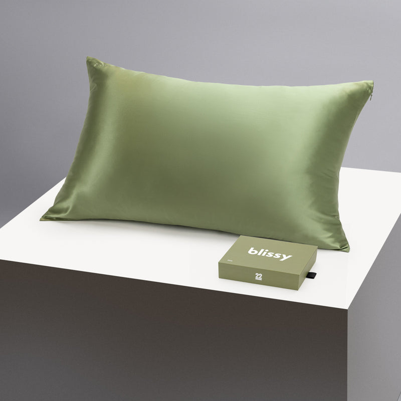Pillowcase - Olive - King - Blissy King Olive Pillowcase – 22 Momme Mulberry Silk, 100% Silk