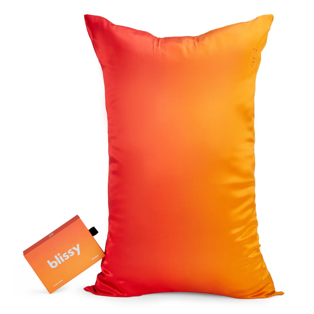 Blissy Orange Ombre Silk Pillowcase Detail – King