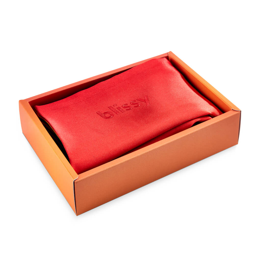 Blissy King Orange Ombre Pillowcase Lifestyle – Mulberry Silk