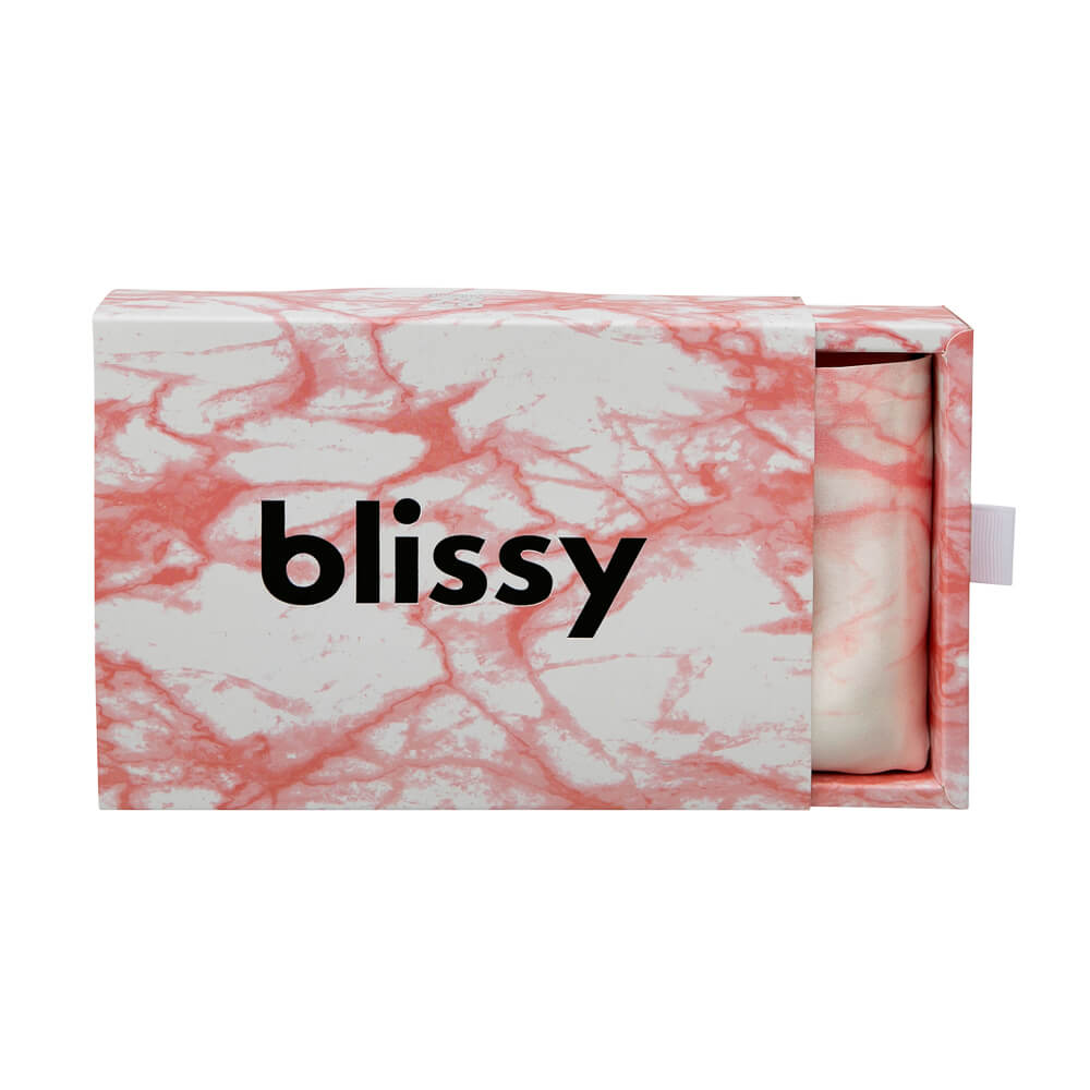 Blissy Rose White Marble Silk Pillowcase Detail – Standard