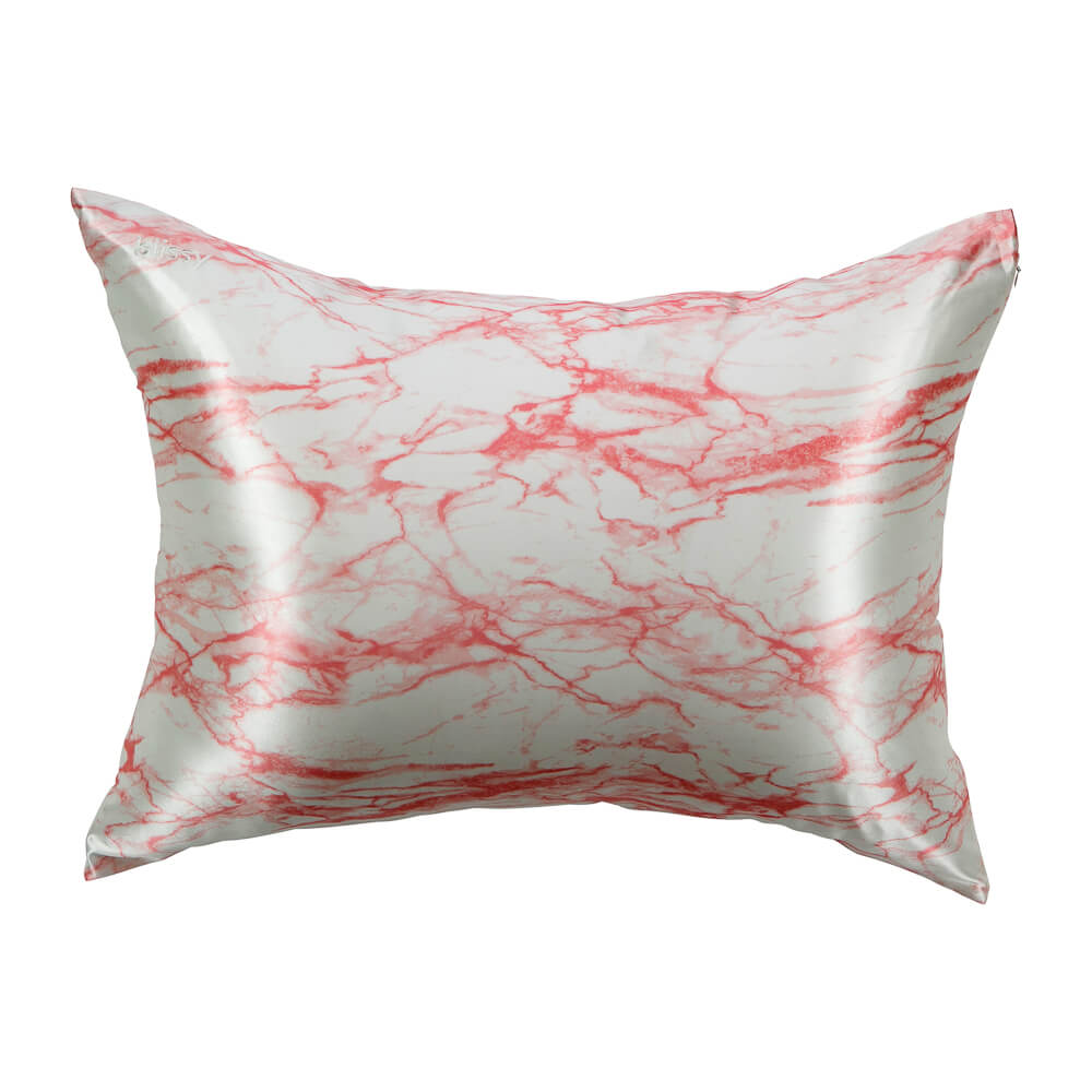 Blissy Standard Rose White Marble Pillowcase Lifestyle – Mulberry Silk