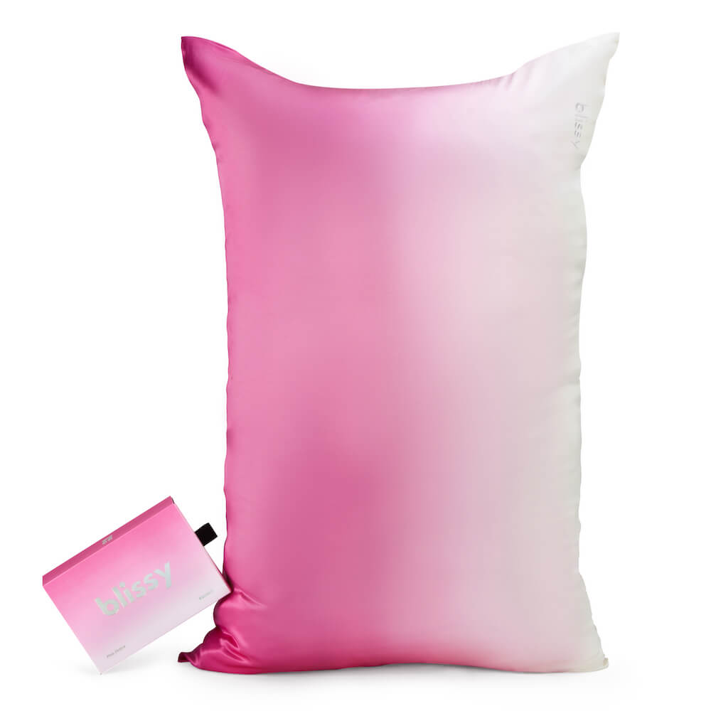 Blissy Pink Ombre Silk Pillowcase Detail – King