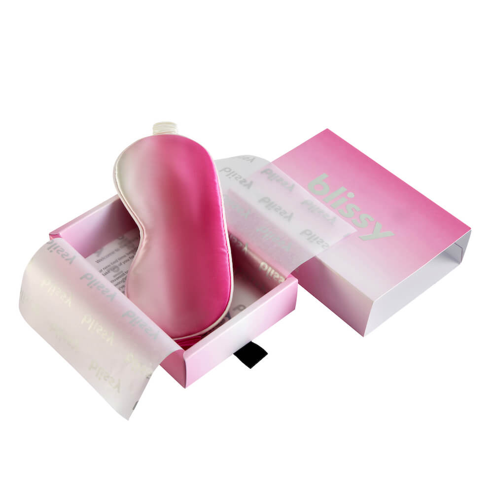 Pink Ombre Sleep Mask Close-Up – Blissy 22 Momme Silk