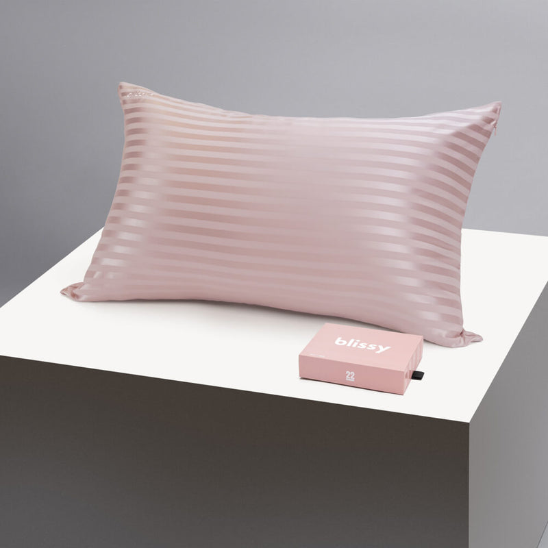 Pillowcase - Pink Striped - King - Blissy King Pink Striped Pillowcase – 22 Momme Mulberry Silk, 100% Silk