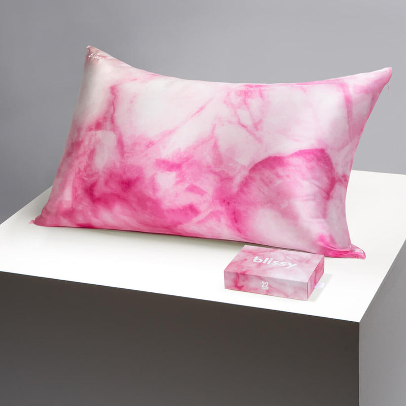 Pillowcase - Pink Tie-Dye - King - Blissy King Pink Tie-Dye Pillowcase – 22 Momme Mulberry Silk, 100% Silk
