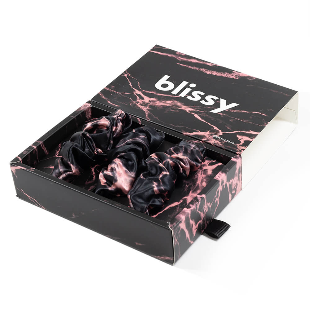 Blissy Scrunchies - Rose Black Marble