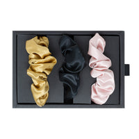 Blissy Scrunchies - Black, Gold, Pink