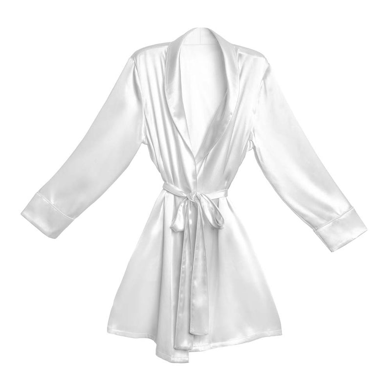 Leather Robe White Blissy Classic Robe - White - 100% Pure Mulberry Silk Loungewear - One ...